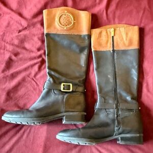Vince Camuto Black and Tan Heeled Boots
